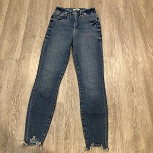 Good American crop raw edge high waisted skinny jeans